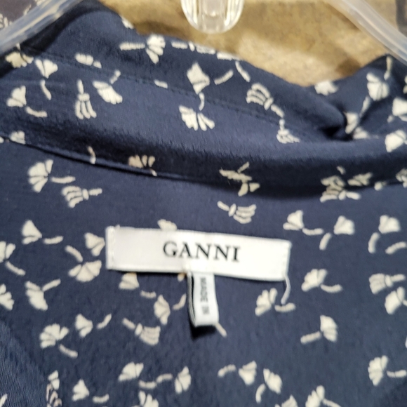 Ganni Barra Crepe Shirt in Total Eclipse size EU 34/ US XS - Picture 8 of 12